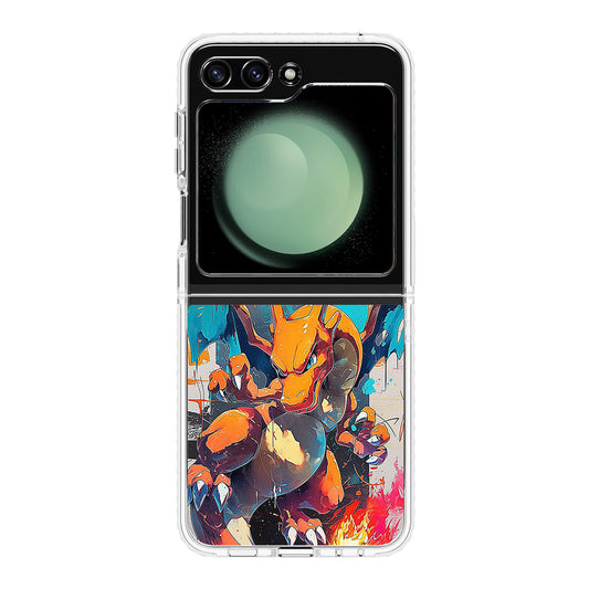 Charizard Inferno on Canvas Samsung Galaxy Z Flip 5 Case