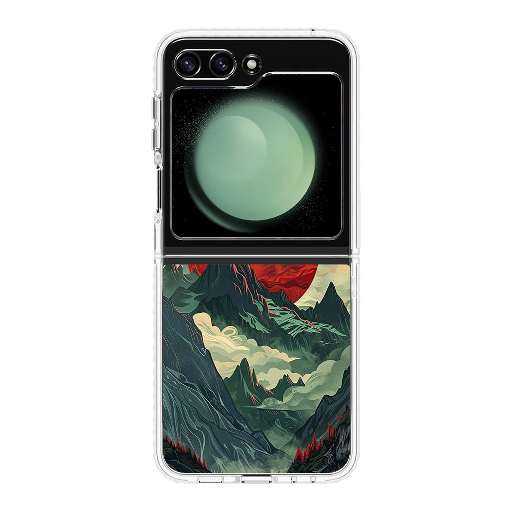 Crimson Moon Over Silent Peaks Samsung Galaxy Z Flip 5 Case