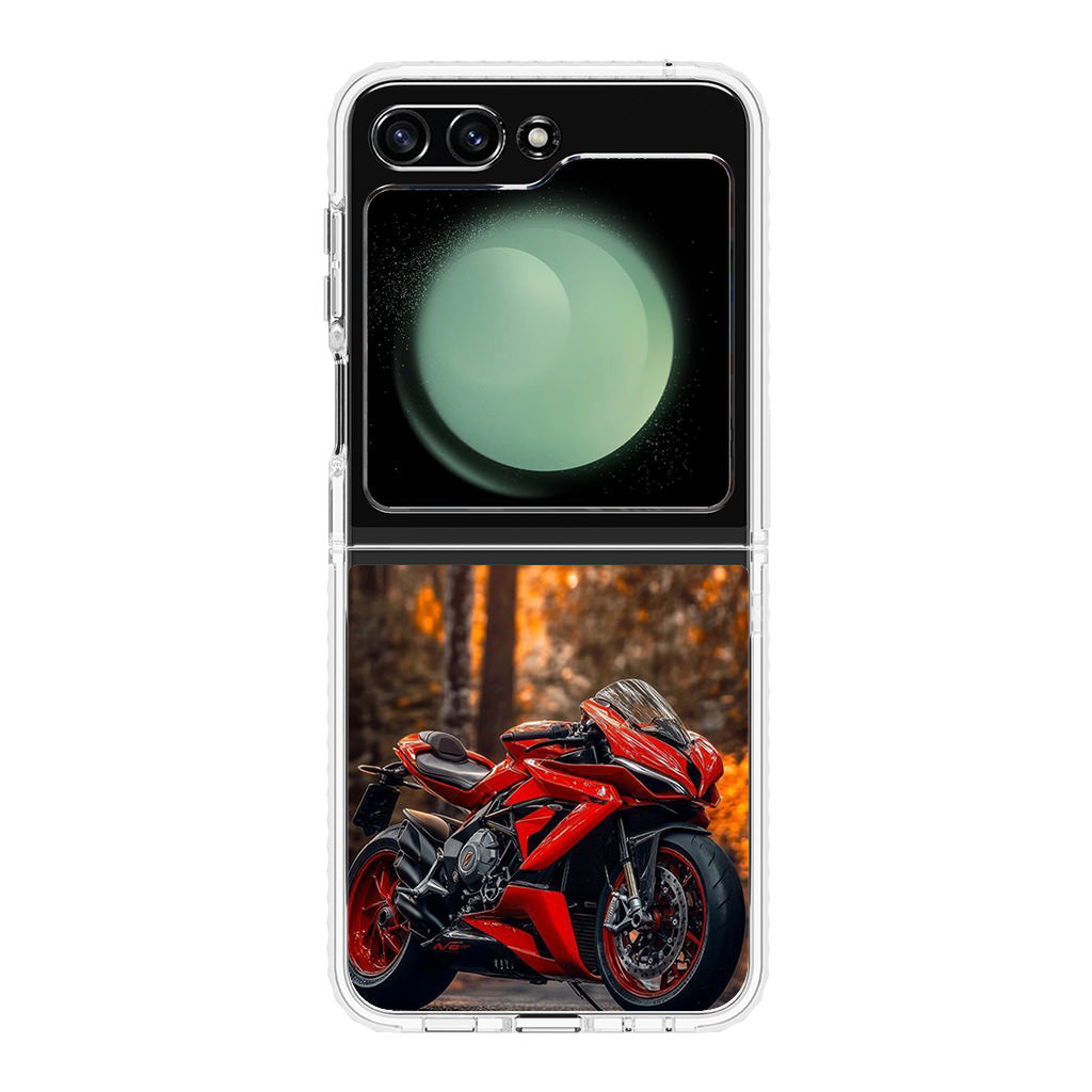 Crimson Velocity in Autumn Flame Samsung Galaxy Z Flip 5 Case