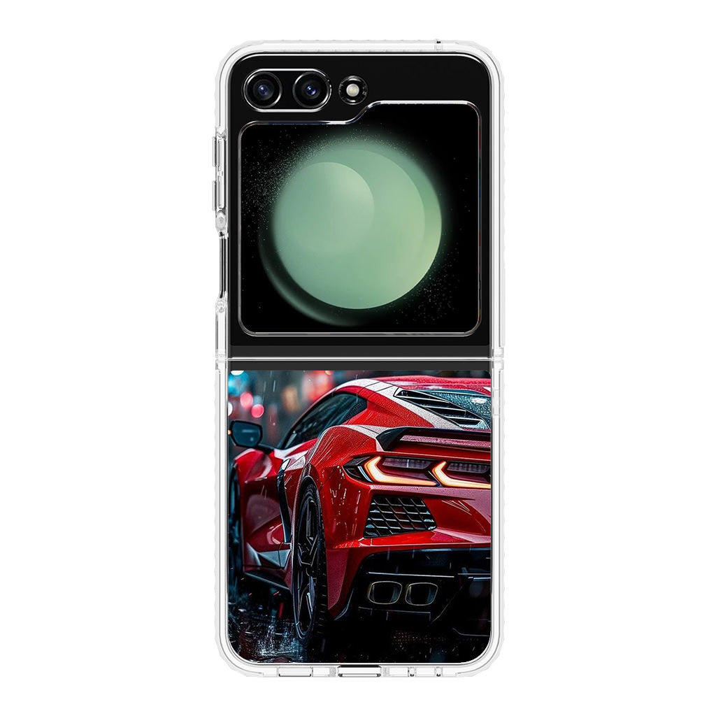 Red Sport Car in the Rain Samsung Galaxy Z Flip 5 Case