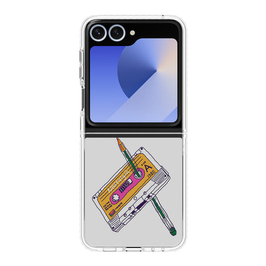 Cassete Tape Old Samsung Galaxy Z Flip 6 Case