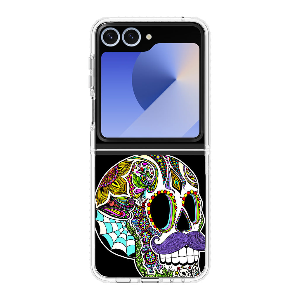 Mustache Sugar Skull Samsung Galaxy Z Flip 6 Case