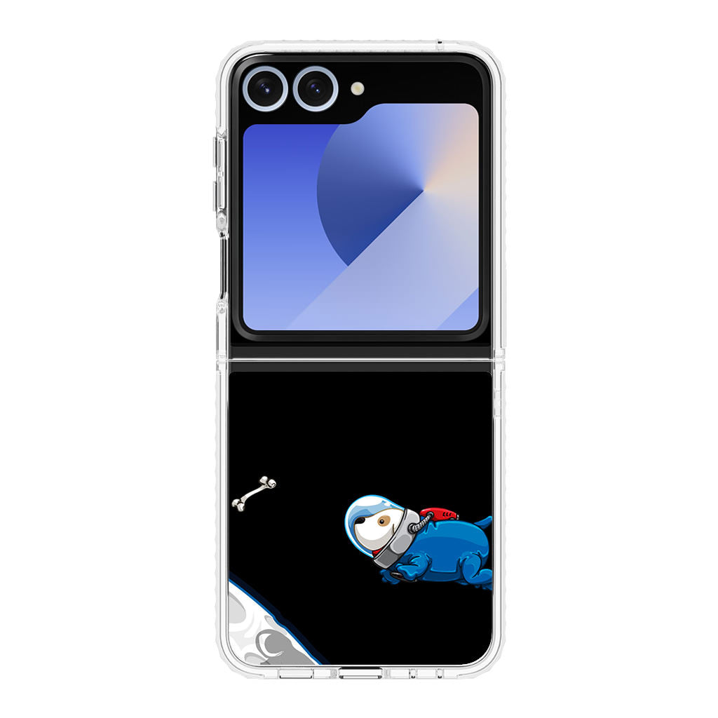 Space Dog Chasing A Bone Samsung Galaxy Z Flip 6 Case