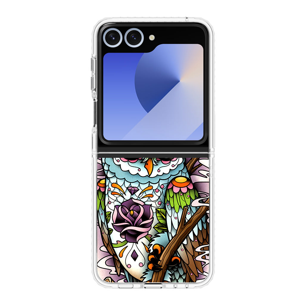 Sugar Skull Owl Tattoo Samsung Galaxy Z Flip 6 Case