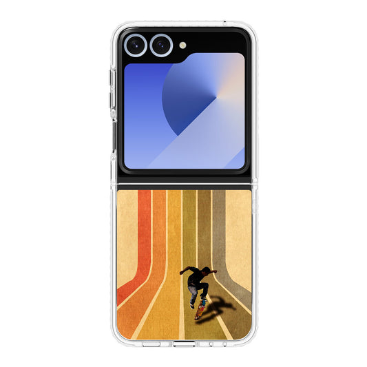 Vintage Skateboard On Colorful Stipe Runway Samsung Galaxy Z Flip 6 Case