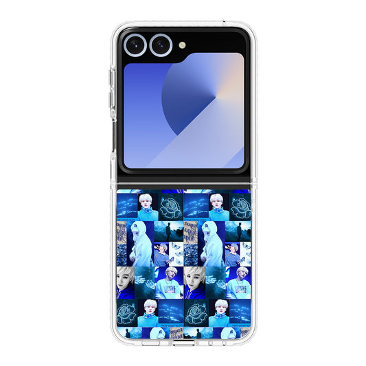 BTS Suga Blue Aesthetic Collage Samsung Galaxy Z Flip 6 Case