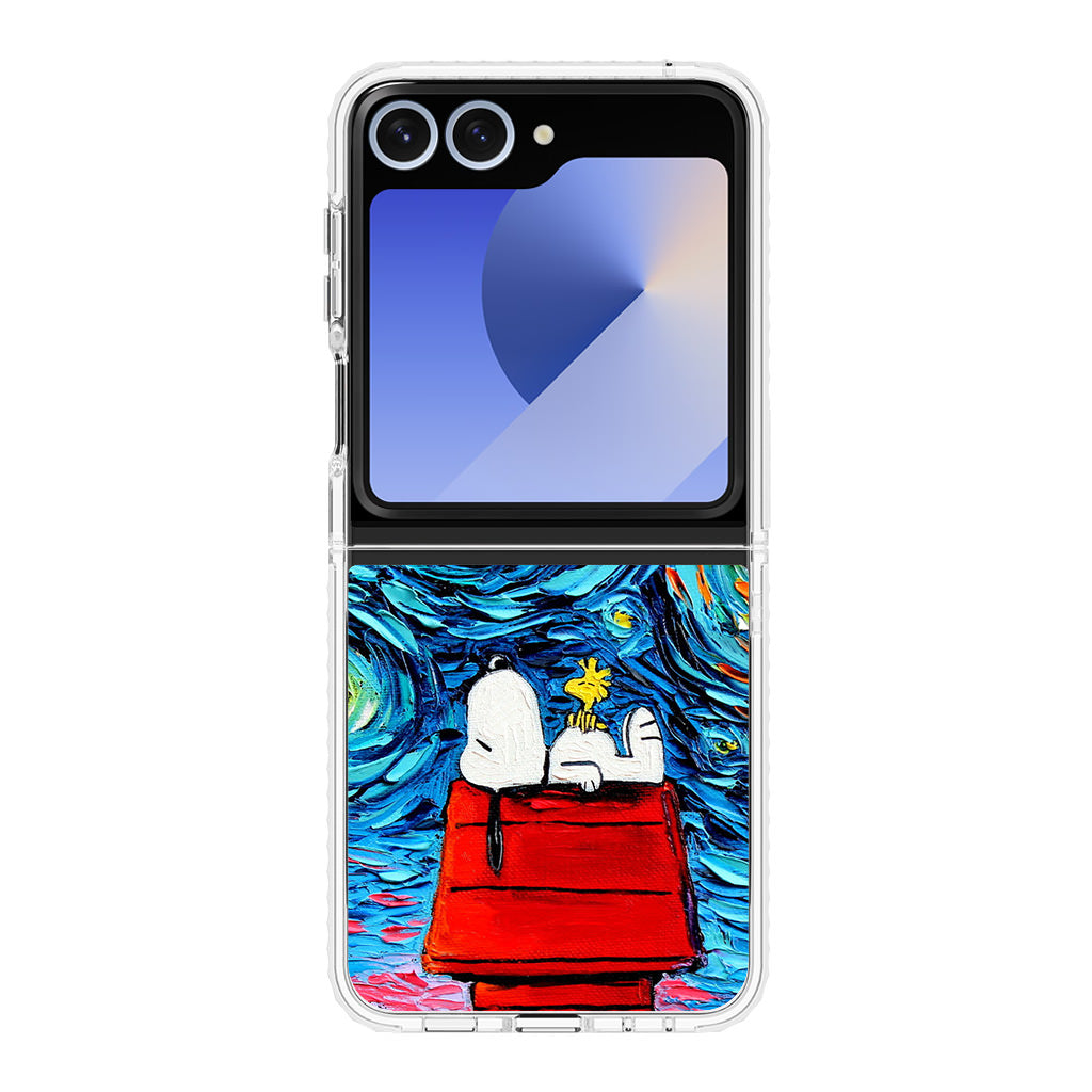 Dog Lying Under Starry Night Van Gogh Samsung Galaxy Z Flip 6 Case