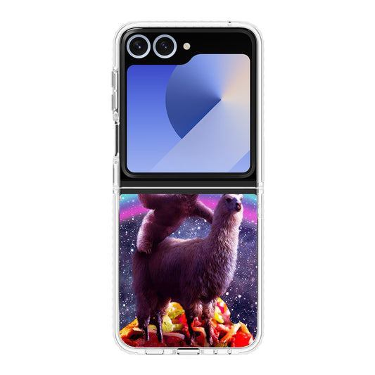 LLama And Sloth On Space Samsung Galaxy Z Flip 6 Case