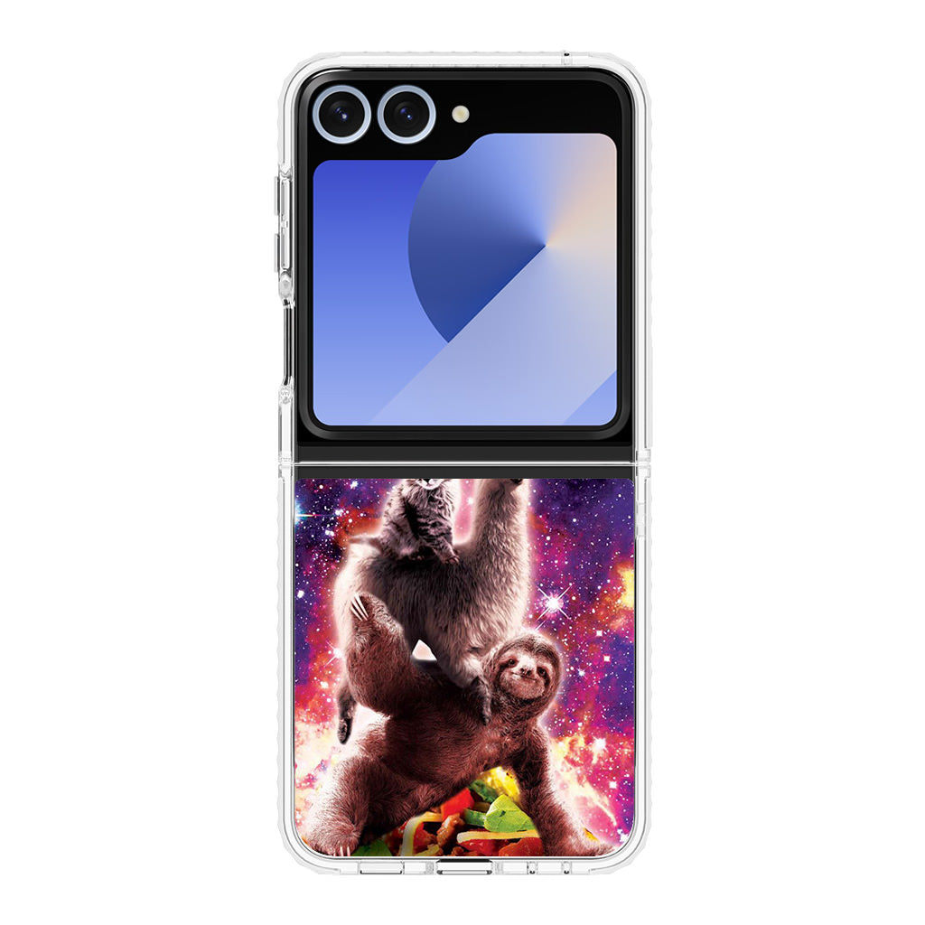 LLama Sloth And Cat Playing Together Samsung Galaxy Z Flip 6 Case