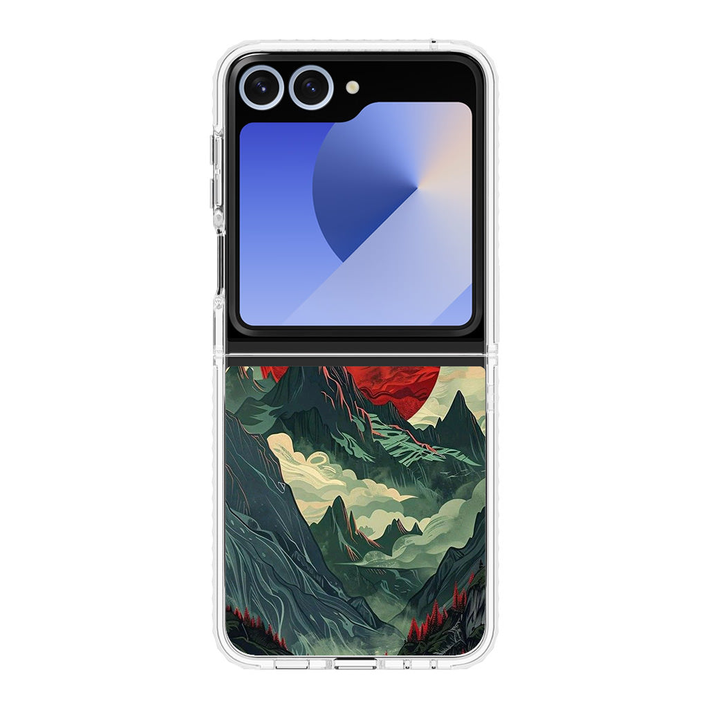 Crimson Moon Over Silent Peaks Samsung Galaxy Z Flip 6 Case