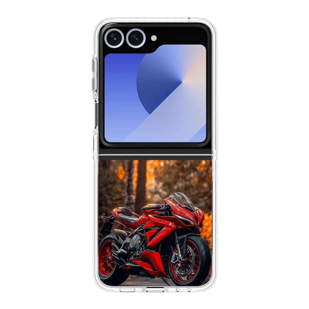 Crimson Velocity in Autumn Flame Samsung Galaxy Z Flip 6 Case