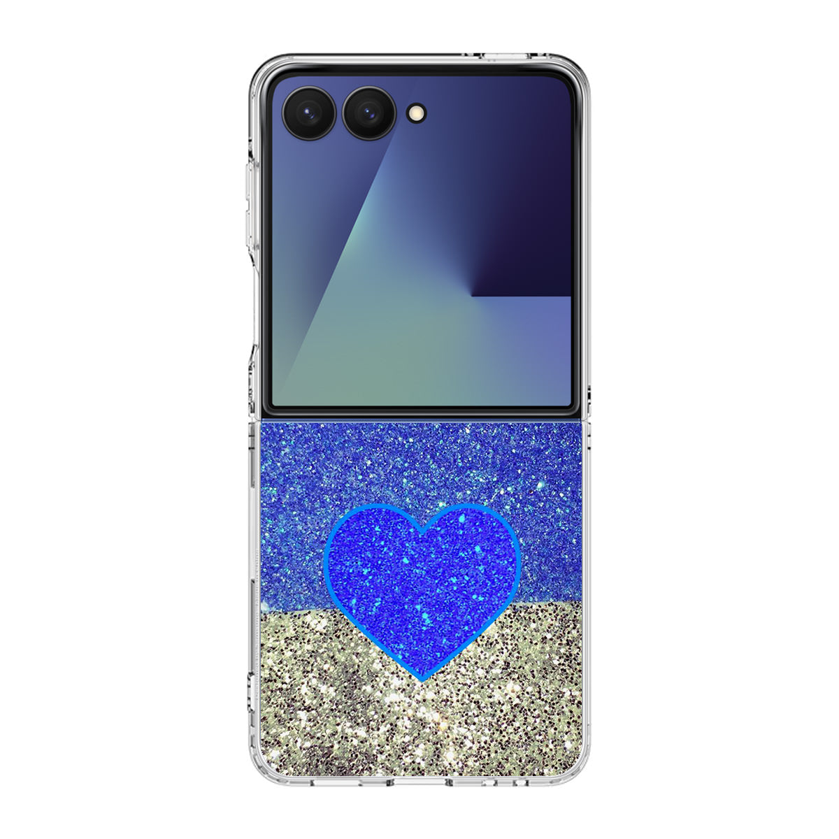 Love Glitter Blue and Grey Samsung Galaxy Z Flip 7 Case