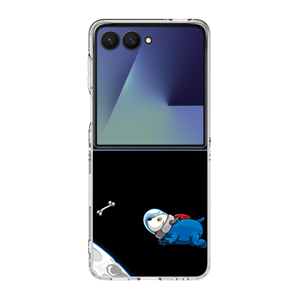 Space Dog Chasing A Bone Samsung Galaxy Z Flip 7 Case