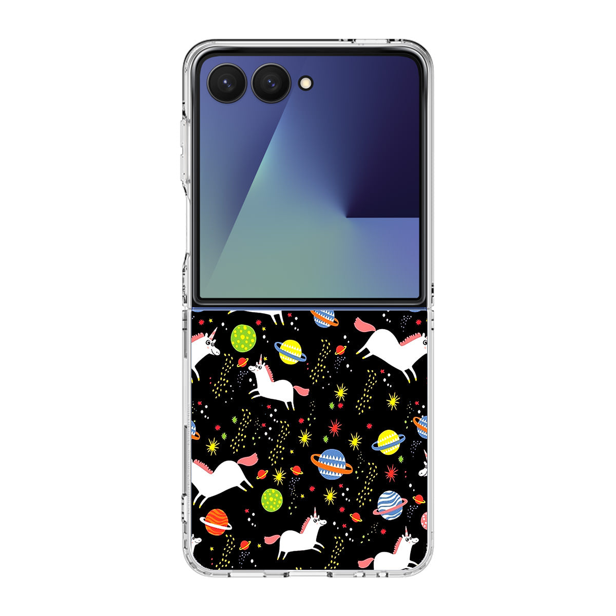 Space Unicorn Pattern Samsung Galaxy Z Flip 7 Case