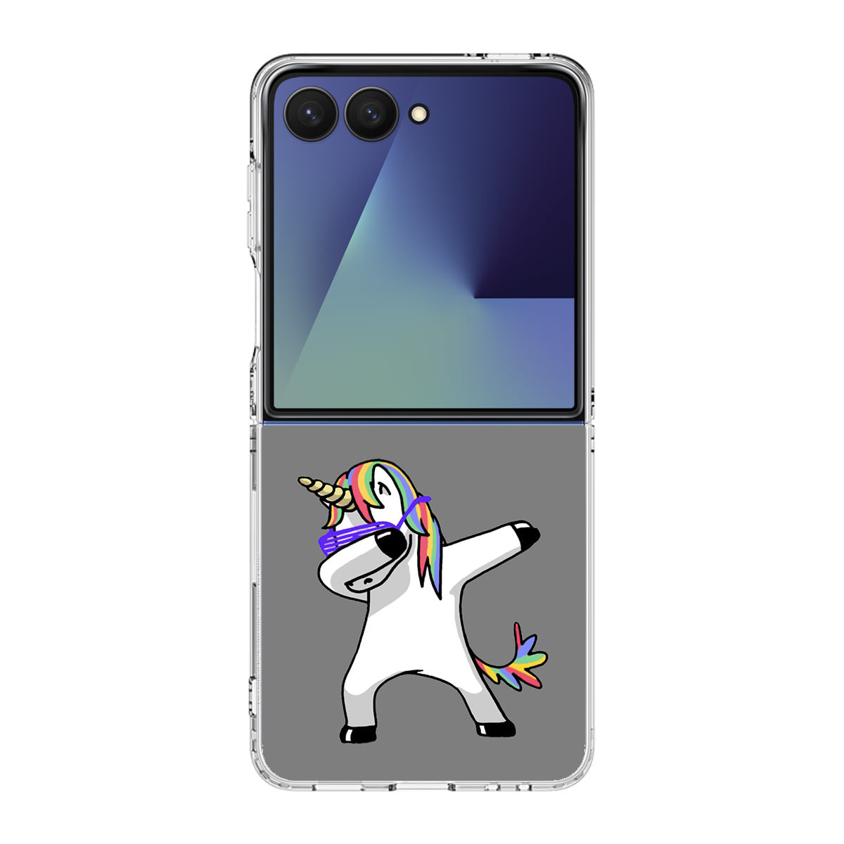Unicorn Dabbing Grey Samsung Galaxy Z Flip 7 Case