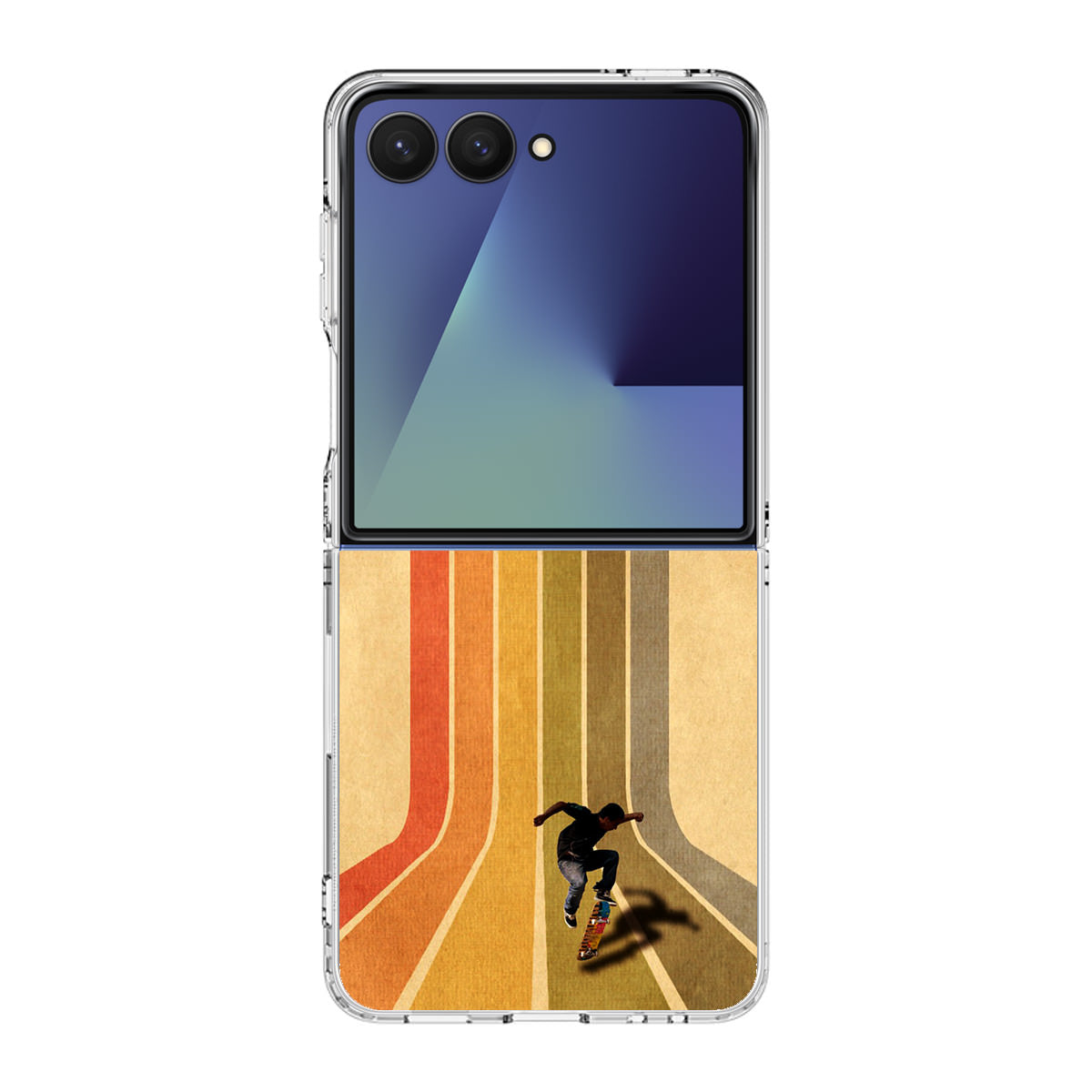 Vintage Skateboard On Colorful Stipe Runway Samsung Galaxy Z Flip 7 Case