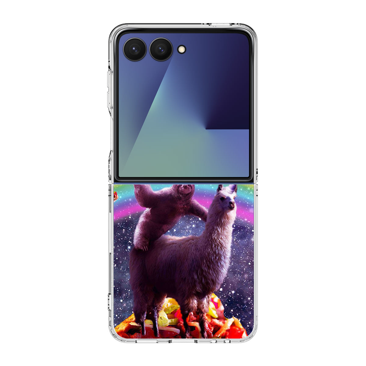 LLama And Sloth On Space Samsung Galaxy Z Flip 7 Case
