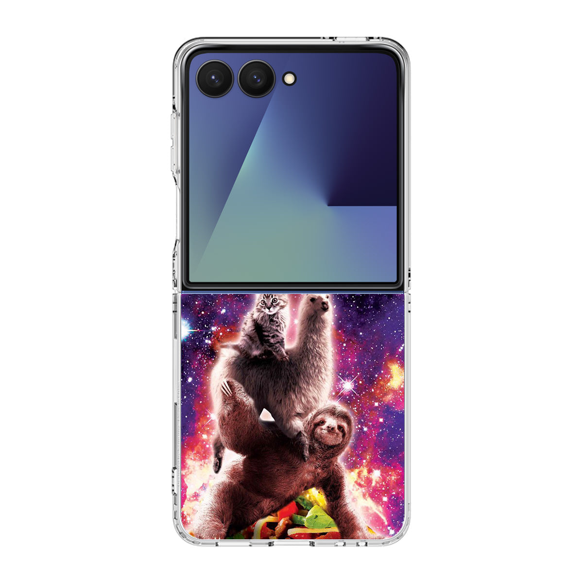 LLama Sloth And Cat Playing Together Samsung Galaxy Z Flip 7 Case