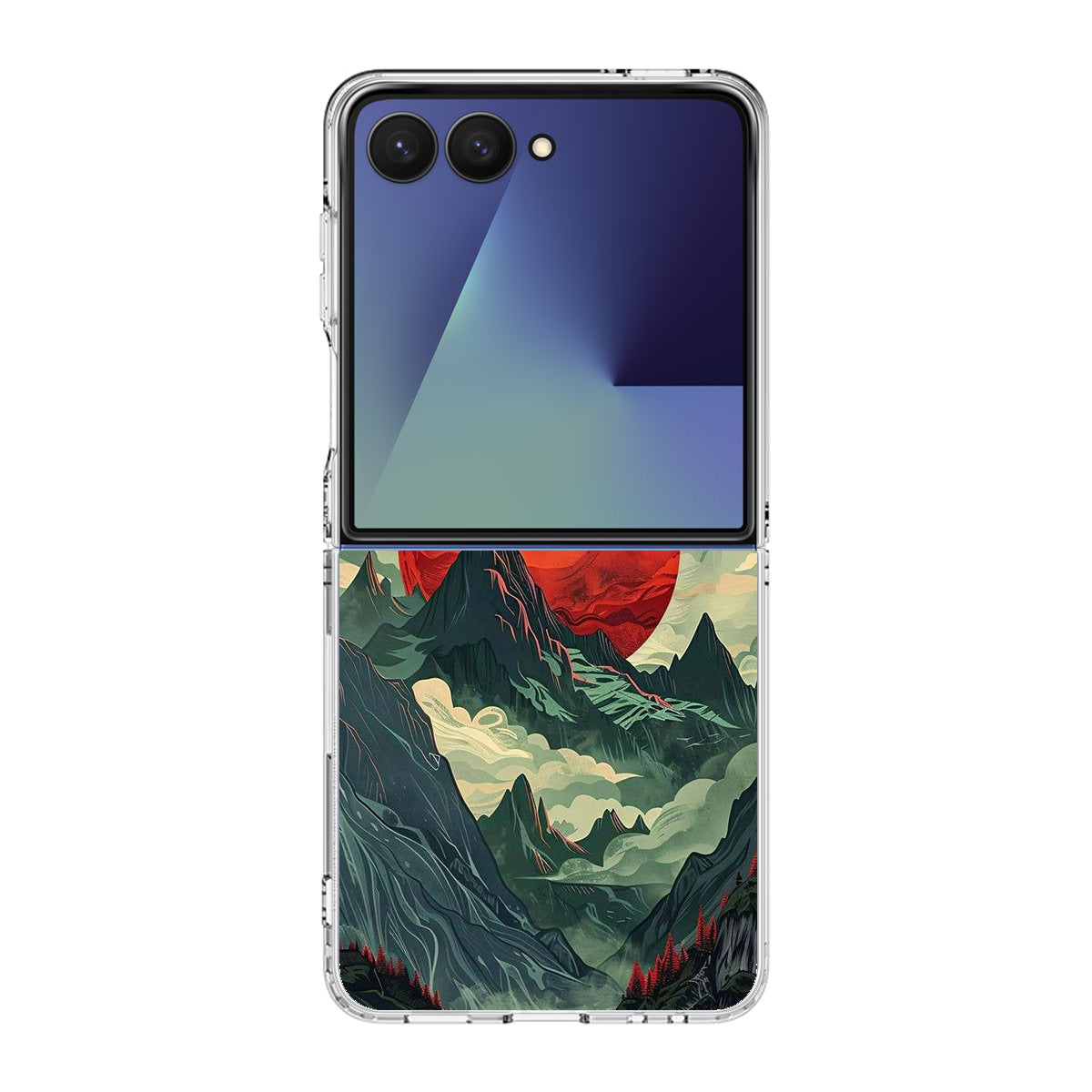 Crimson Moon Over Silent Peaks Samsung Galaxy Z Flip 7 Case
