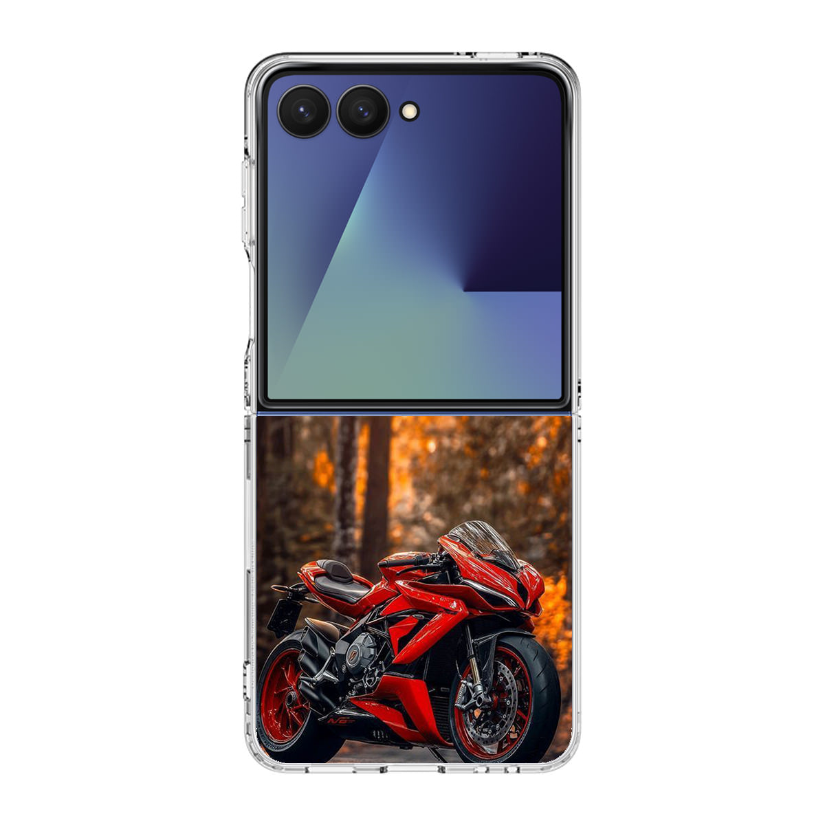 Crimson Velocity in Autumn Flame Samsung Galaxy Z Flip 7 Case