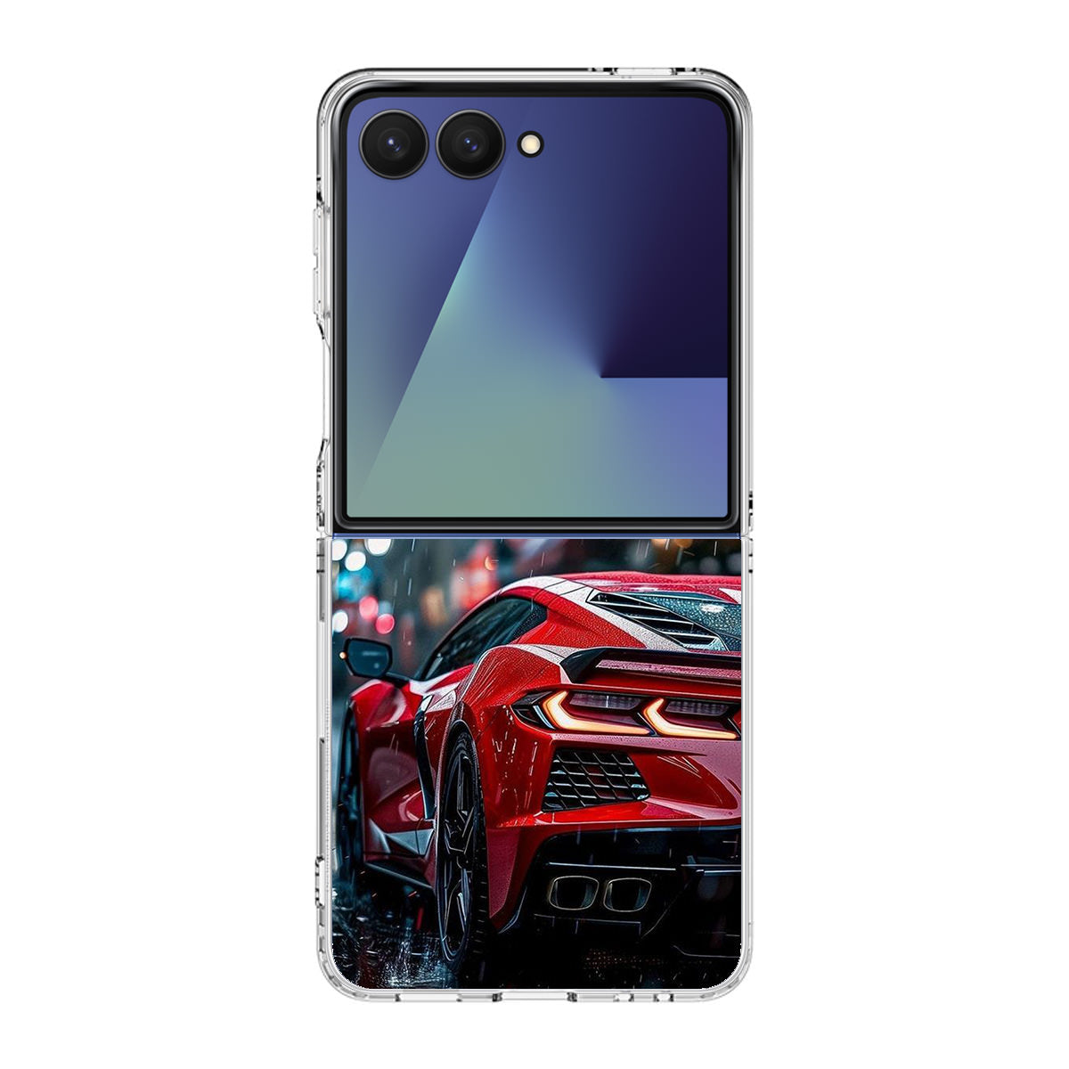 Red Sport Car in the Rain Samsung Galaxy Z Flip 7 Case