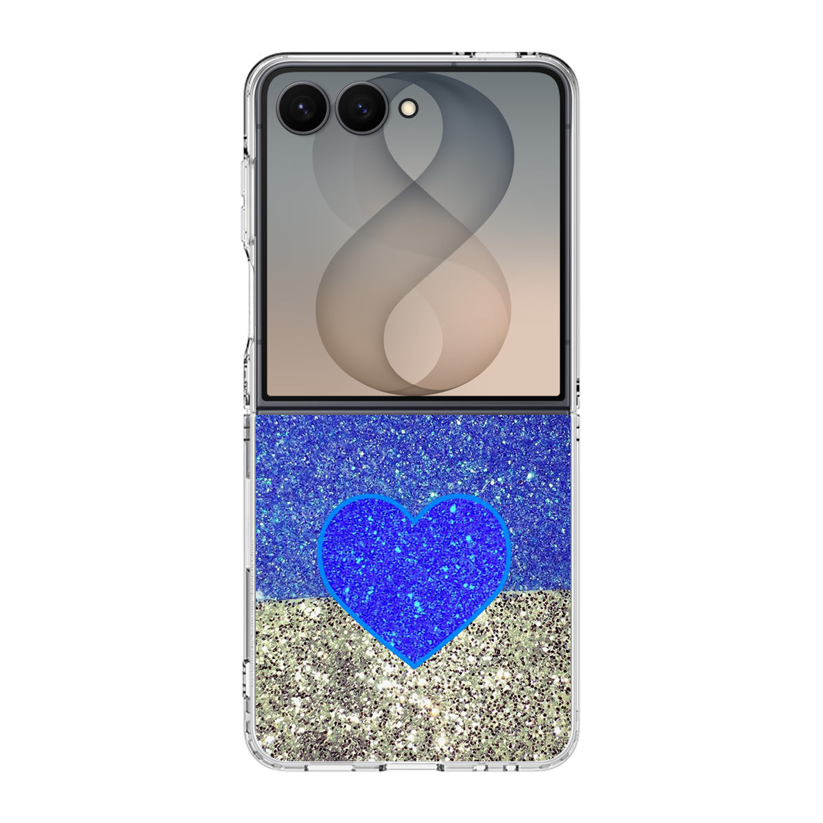Love Glitter Blue and Grey Samsung Galaxy Z Flip 8 Case