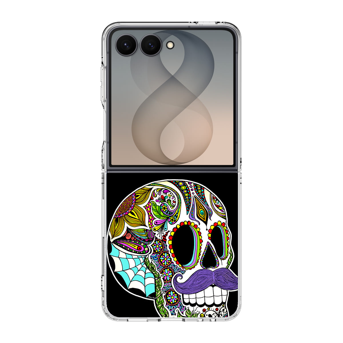 Mustache Sugar Skull Samsung Galaxy Z Flip 8 Case