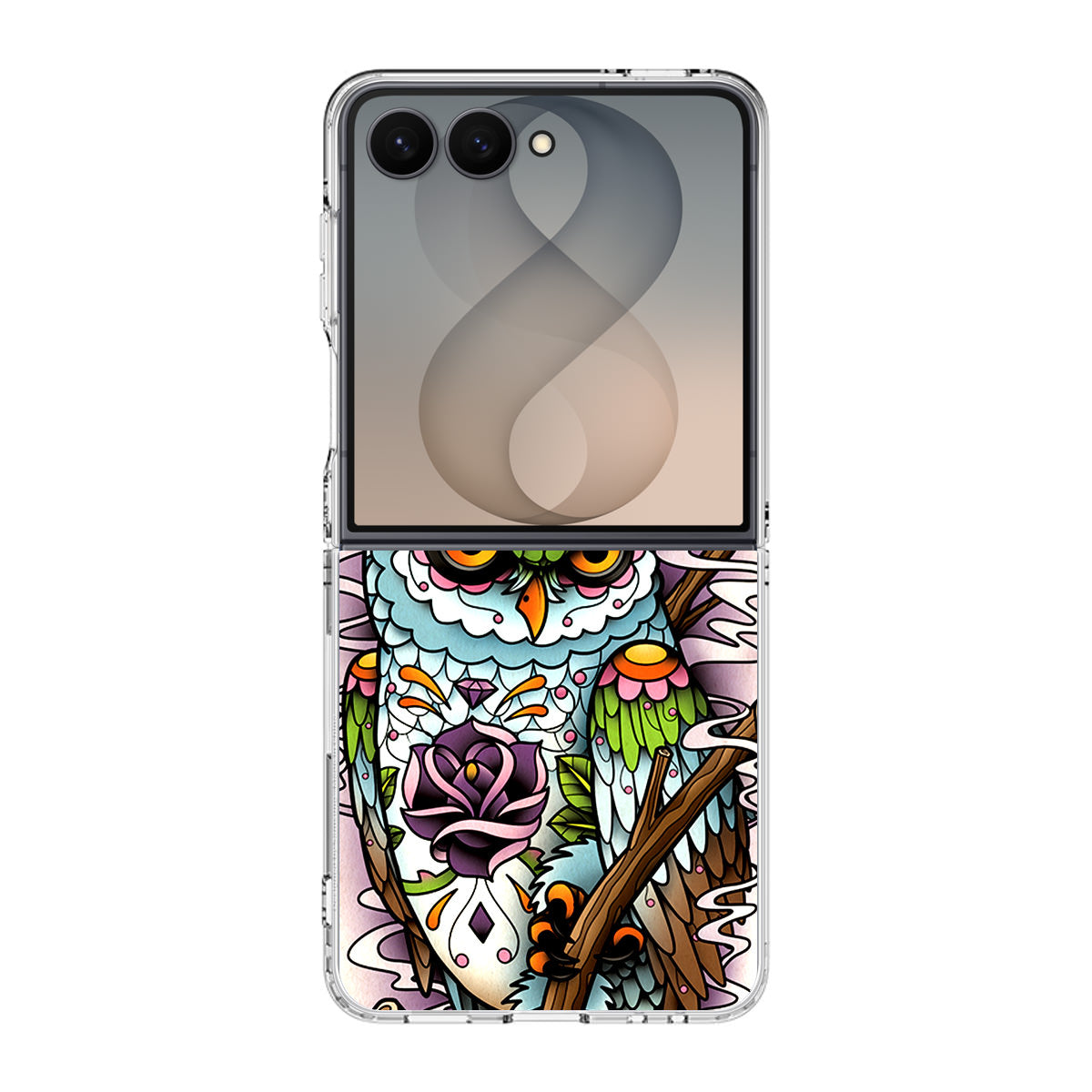 Sugar Skull Owl Tattoo Samsung Galaxy Z Flip 8 Case