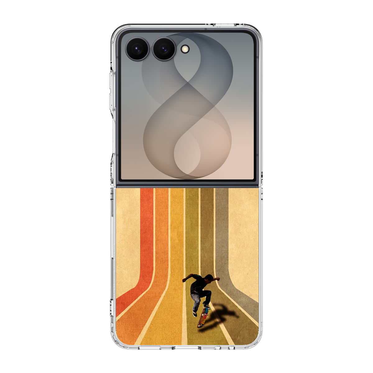 Vintage Skateboard On Colorful Stipe Runway Samsung Galaxy Z Flip 8 Case
