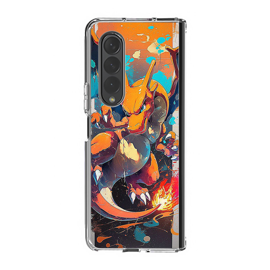 Charizard Inferno on Canvas Samsung Galaxy Z Fold 4 Case