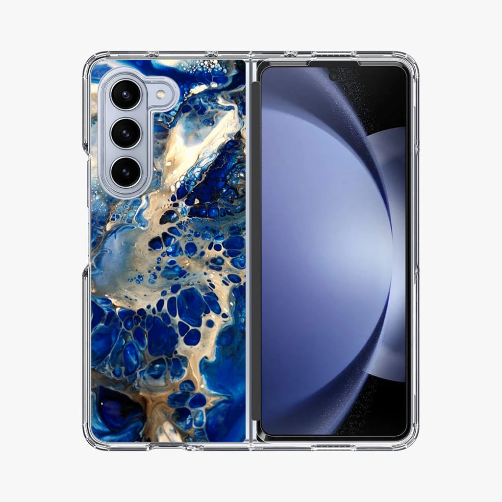 Abstract Golden Blue Paint Art Samsung Galaxy Z Fold 5 Case