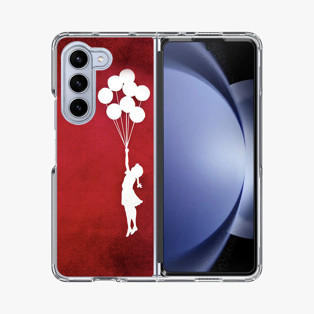 Banksy Girl With Balloons Red Samsung Galaxy Z Fold 5 Case