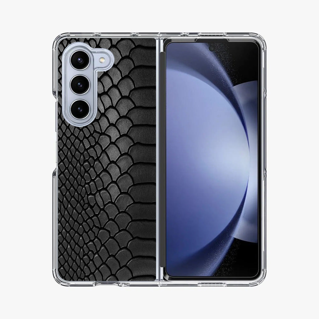 Black Snake Skin Texture Samsung Galaxy Z Fold 5 Case