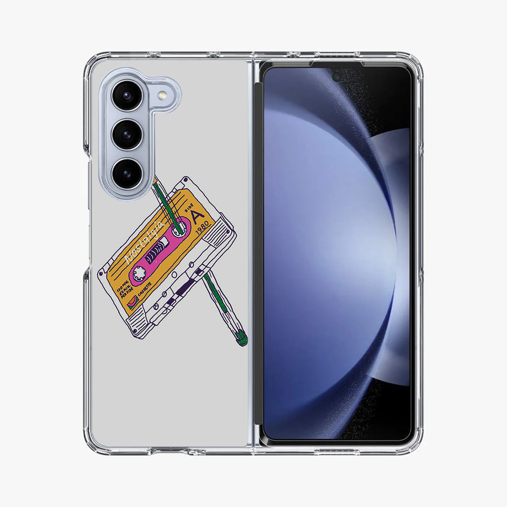 Cassete Tape Old Samsung Galaxy Z Fold 5 Case