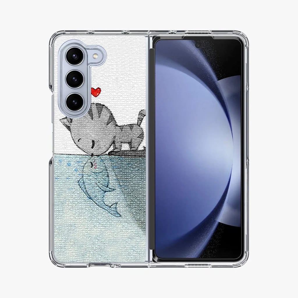 Cat Fish Kisses Samsung Galaxy Z Fold 5 Case