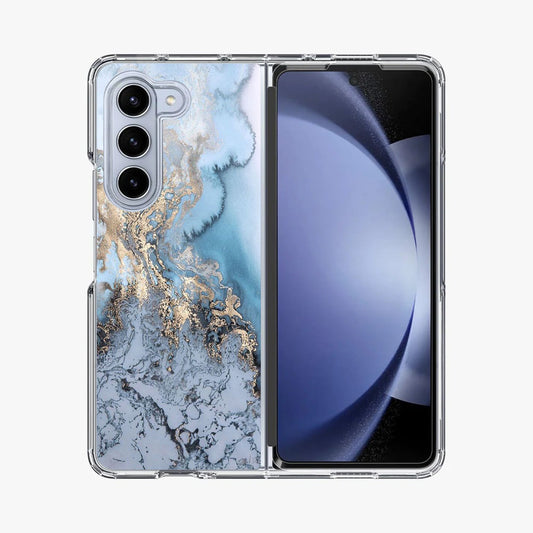 Golden Azure Marble Samsung Galaxy Z Fold 5 Case