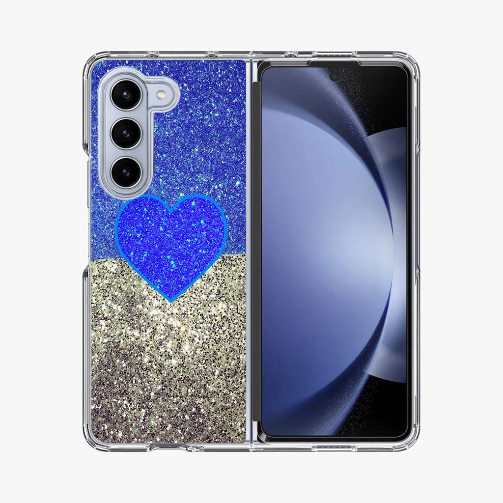 Love Glitter Blue and Grey Samsung Galaxy Z Fold 5 Case