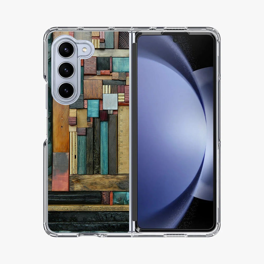 Painted Abstract Wood Sculptures Samsung Galaxy Z Fold 5 Case