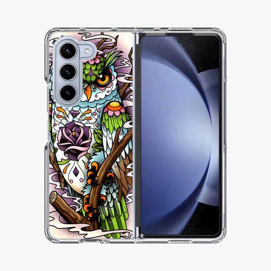 Sugar Skull Owl Tattoo Samsung Galaxy Z Fold 5 Case