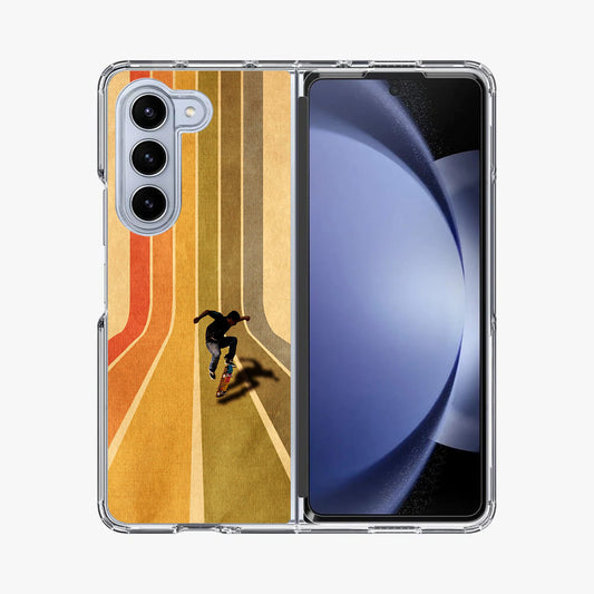 Vintage Skateboard On Colorful Stipe Runway Samsung Galaxy Z Fold 5 Case