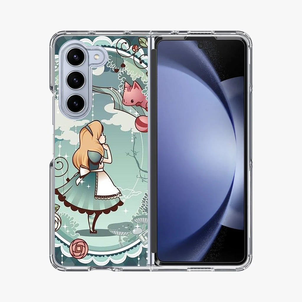 Alice And Cheshire Cat Poster Samsung Galaxy Z Fold 5 Case