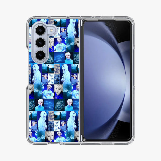 BTS Suga Blue Aesthetic Collage Samsung Galaxy Z Fold 5 Case