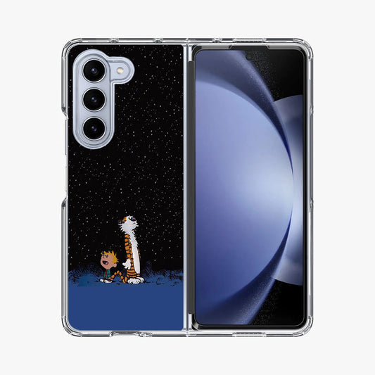 Calvin and Hobbes Space Samsung Galaxy Z Fold 5 Case