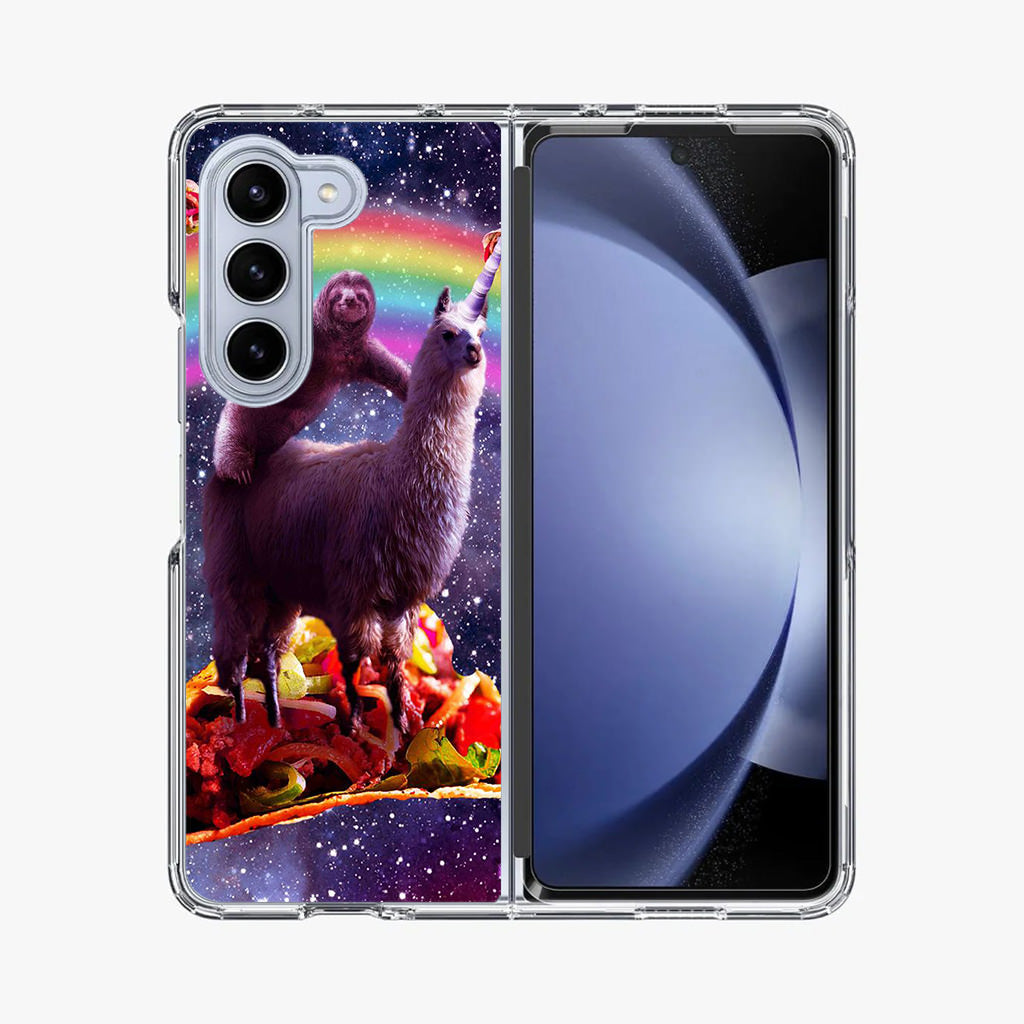 LLama And Sloth On Space Samsung Galaxy Z Fold 5 Case