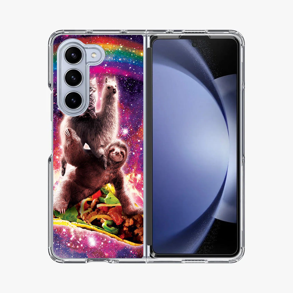 LLama Sloth And Cat Playing Together Samsung Galaxy Z Fold 5 Case