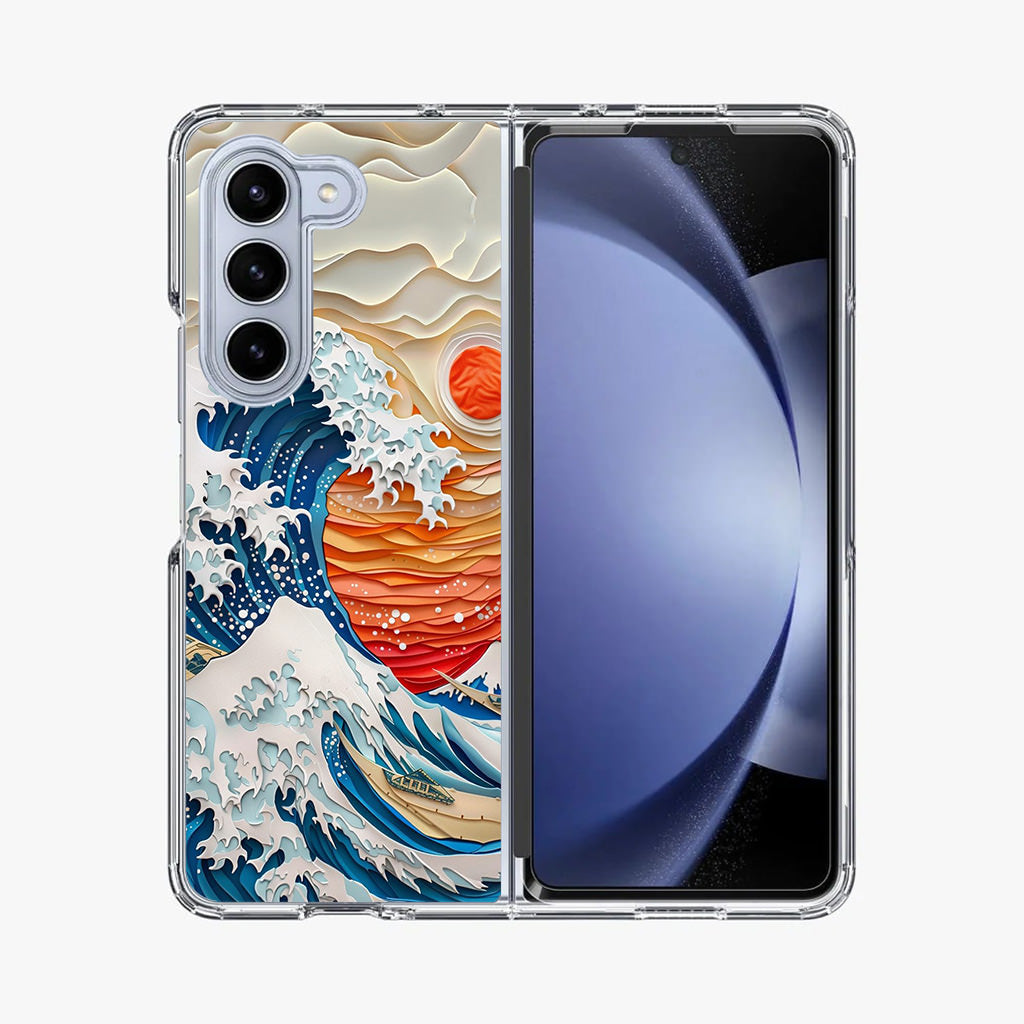 The Great Wave Off Paper Art Samsung Galaxy Z Fold 5 Case
