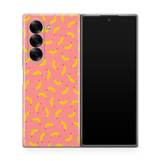 Bananas Fruit Pattern Pink Samsung Galaxy Z Fold 6 Case