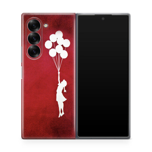 Banksy Girl With Balloons Red Samsung Galaxy Z Fold 6 Case