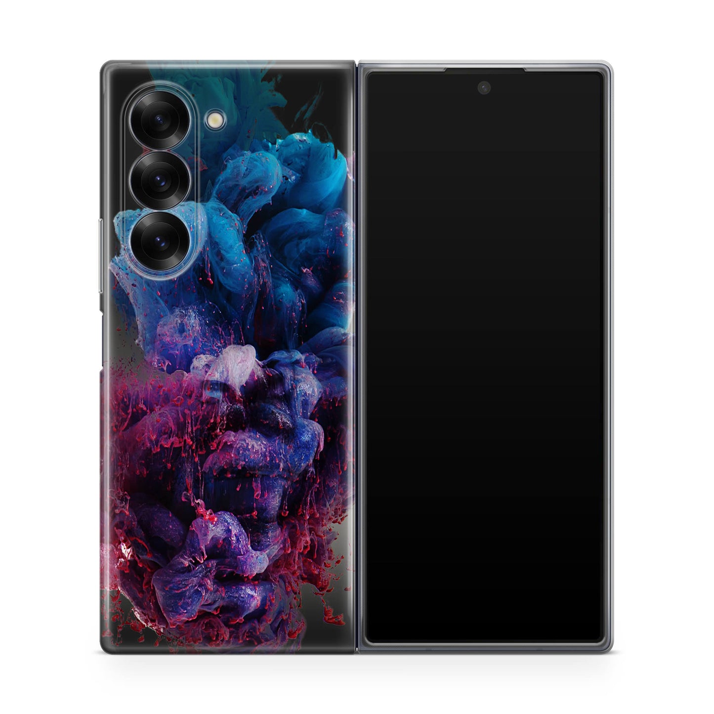 Colorful Dust Art on Black Samsung Galaxy Z Fold 6 Case