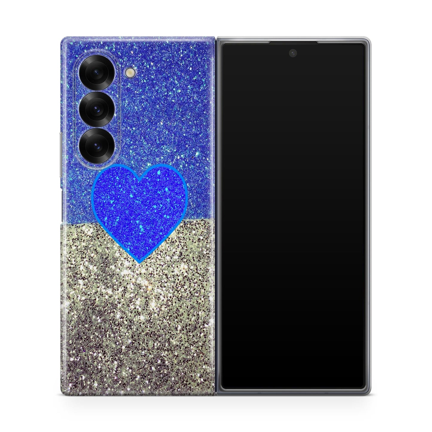 Love Glitter Blue and Grey Samsung Galaxy Z Fold 6 Case